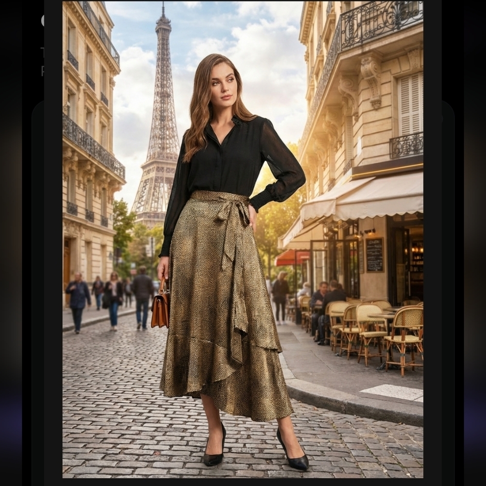 New WITH THE TAGS French Tiered SKIRT XS🍁 Silk Like! Polyester